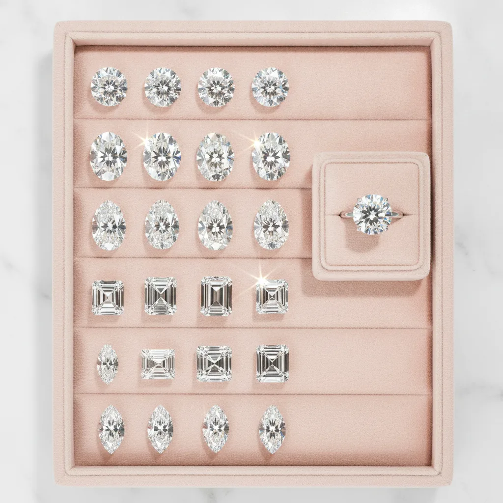 Comparaison formes diamant – guide fiançailles 2026 - comparaison formes diamant
