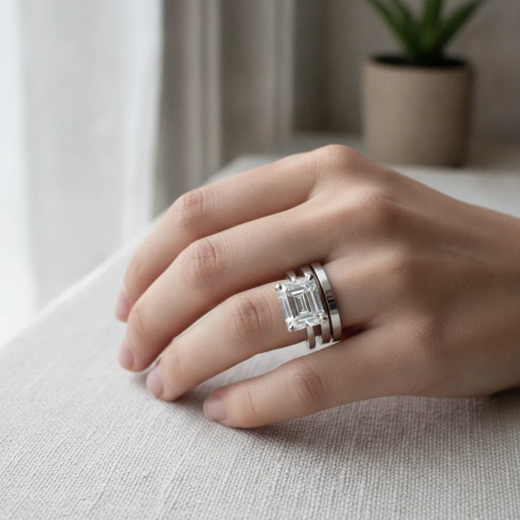 diamant taille émeraude bague