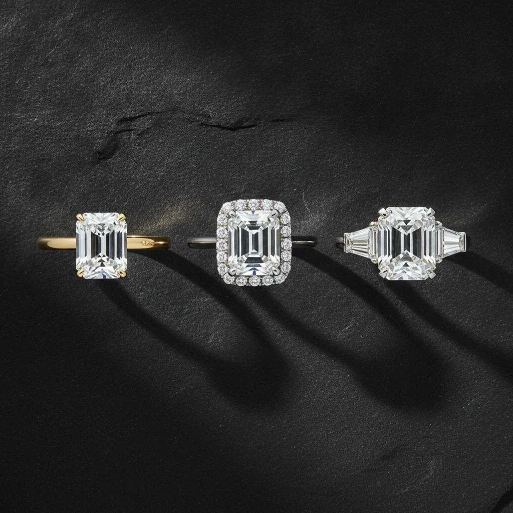diamant taille émeraude bague