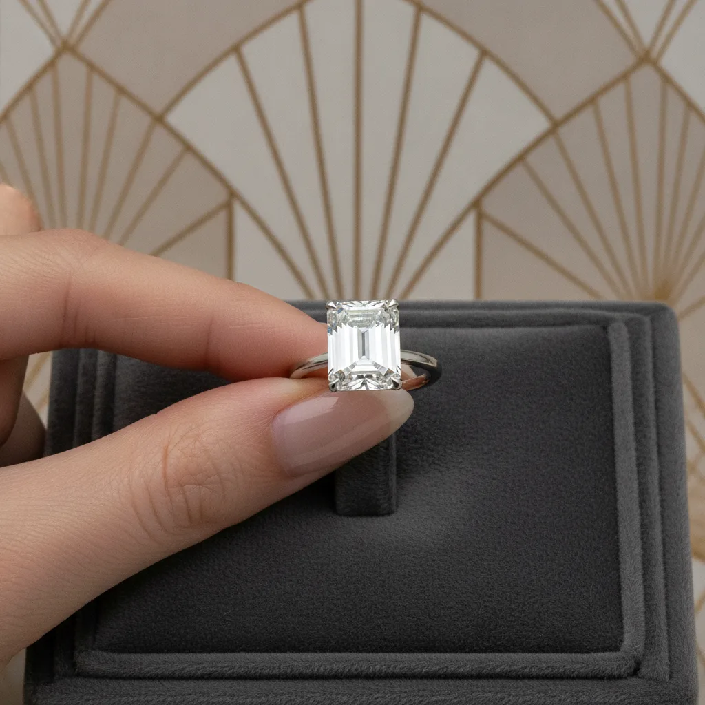 diamant taille émeraude bague
